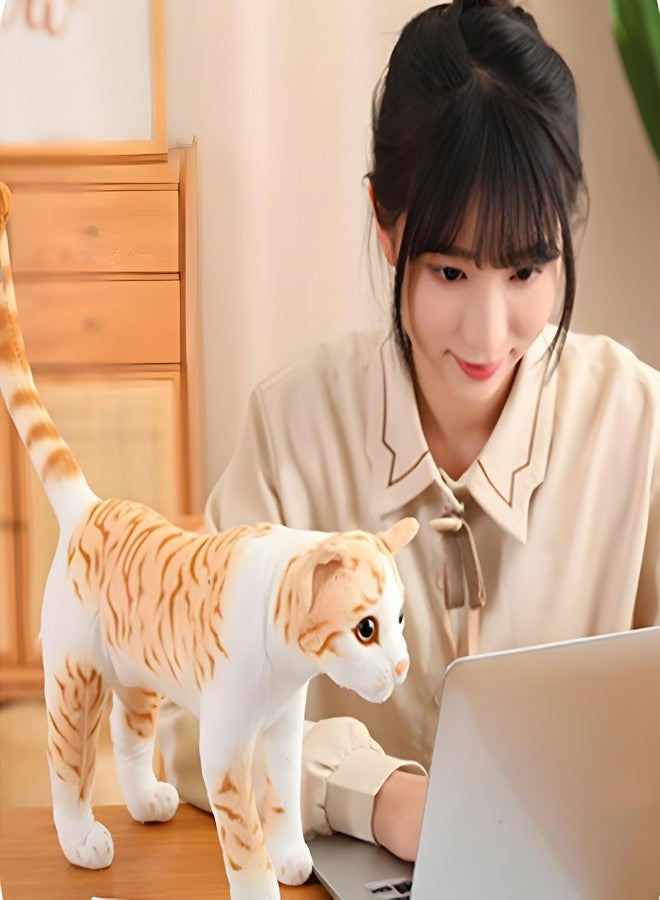 تيكلز قطة موسيقية واقفة تصدر صوت مواء مواء، لعبة حيوانية محشوة ناعمة للأطفال من الأولاد والبنات، هدية عيد ميلاد (اللون: برتقالي، الحجم: 35 سم) - Image 3